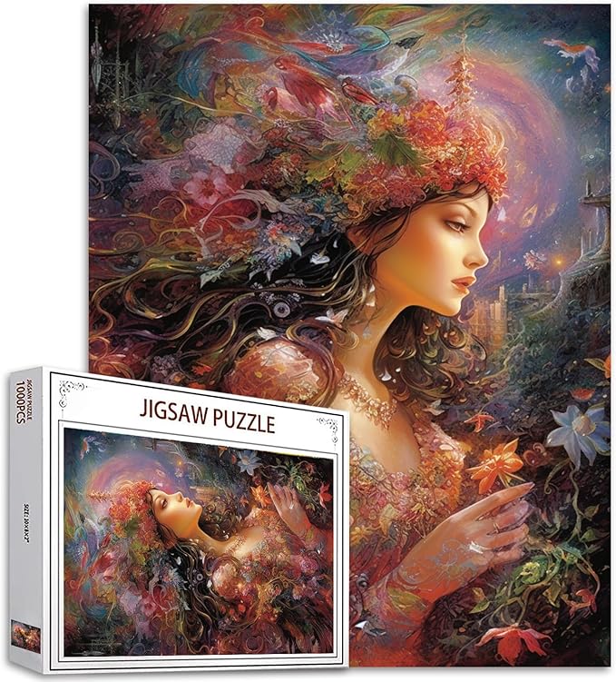 Tucocoo 1000 Piece Jigsaw Puzzles for Adults Fantasy Woman Painting Jigsaw Puzzle Beautiful Fairy Girl 1000 Pieces Puzzles for Challenging Family Activity Game Colorful DIY Puzzle Wall Decor Gifts