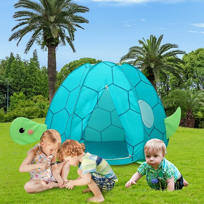 Kids Play Tent Pop up Tent Turtles Automatic Setup Play House Tent for Girls and Boys Outdoor and Indoor Patented (Turtle)