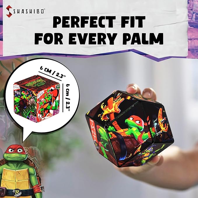SHASHIBO Teenage Mutant Ninja Turtles Shape Shifting Box - STEM Magnetic Fidget Cube That Transforms Into Over 70 Shapes, Download Fun in Motion Toys Mobile App (Raphael)