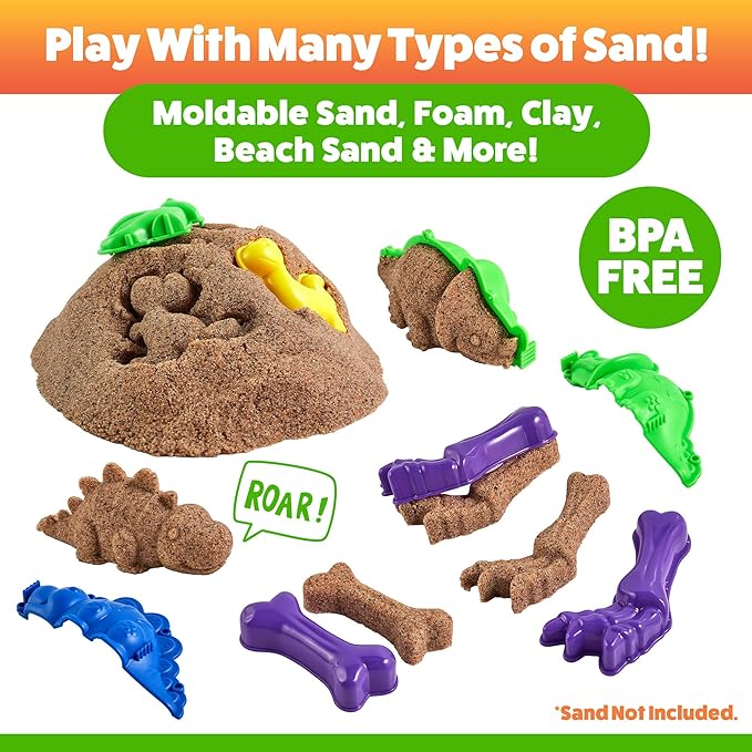 USA Toyz Dinosaur Sand Molds Beach Toys for Kids- 23pk Sandbox Toy for Toddlers, Compatible with Foam or Molding Clay, 3D Beach Sand Castle Building, Water Tables, Indoor Outdoor Sensory Toys for Kids