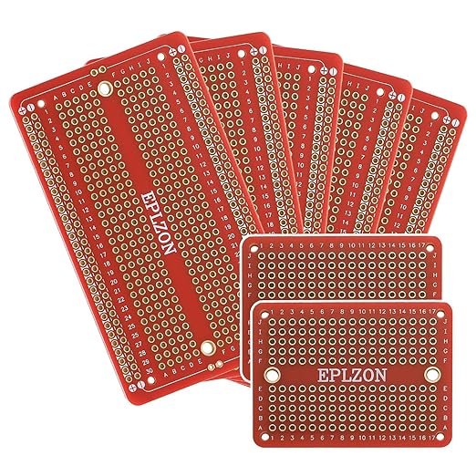Solderable Breadboard PCB Board Gold-Plated Solder Breadboard for DIY Electronics Projects Apply to Arduino Soldering Projects 3.5"x2.05" (5 Pack + 2 Mini Board,red)