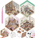 DIY 3D House Stickers, 4 Sets Fun DIY Sticker Scene Make Your Own Mini House Cute Cartoon Animal Scene Stickers for Kids Adult Sticker Art Relief Stress Pass The Time