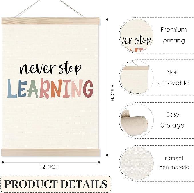 Koesus Boho Inspirational Wall Art Poster Hanger Frame 12x16 Inch Set of 2, Positive Affirmation Canvas Pictures Prints Framed Wall Decor for Classroom Toddler Kids Room Nursery Playroom
