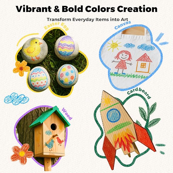 26 Colors Rocket Tempera Paint Sticks with 120 PDF Coloring Pages, Quick Drying, Non-Toxic and Washable Paint Sticks for Kids and Students, Art Supplies for Drawing on Paper and Canvas