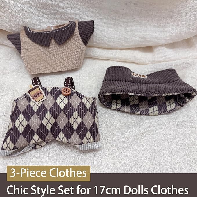 Clothes for 17cm Dolls 2 Set, Cute Hat & Outfit Set for Dolls, Adorable Dress-Up Accessories for Doll