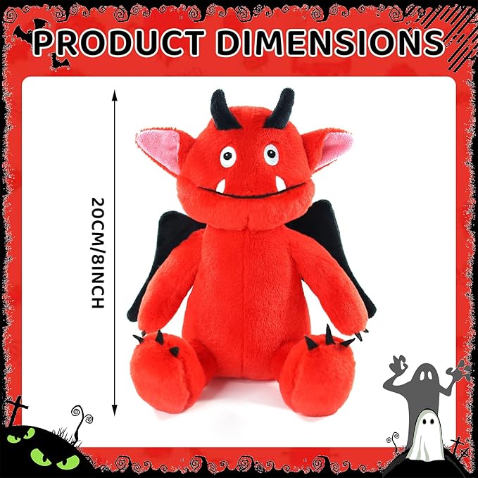 Halloween Stuff Stuffed Bat Cute Plushies Red Monster Stuffed Animal Toy Gift for Kids, Girls, Children