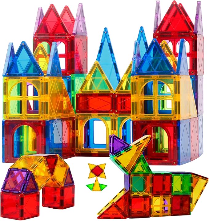 MAGBLOCK Magnetic Tiles Toys for Kids Magnet Building Tiles 100 Pcs Magnetic Blocks Preschool Building Sets Educational Toys for Toddlers Boys and Girls.