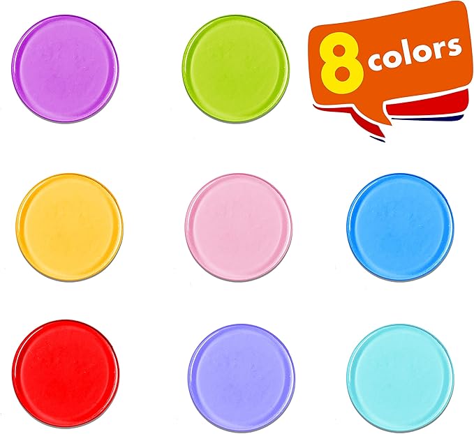 Hebayy 500 Transparent 8 Color Clear Bingo Counting Chip Plastic Markers (Each Measures 3/4 inch in Diameter)