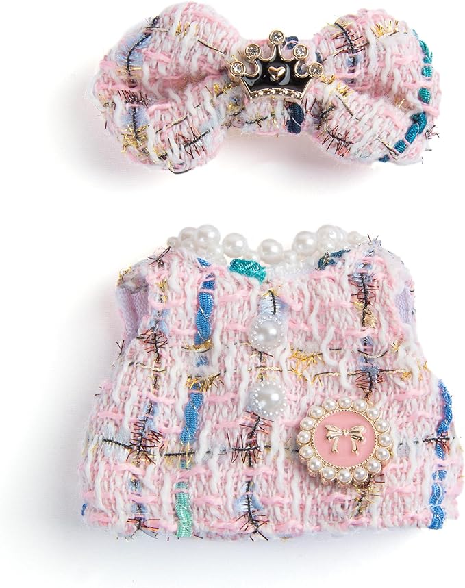 Premium Doll Clothes for Labubu - Luxury Chic Style Set for 17cm Dolls, Doll Outfit for Display, Collectors, Gift - Cute Miniature Fashion Accessories - Pink Crown (No Dolls)
