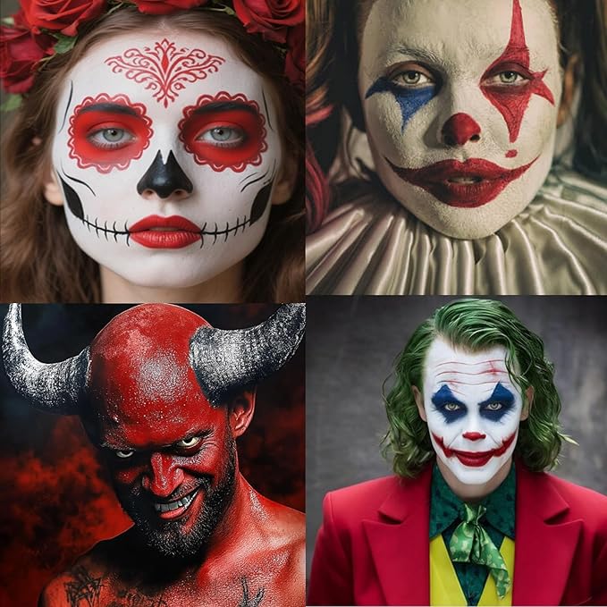 Red Face Paint Stick,Water-Based Red Body Paint Stick,Washable Halloween Face Painting for Clown Devil Joker Skull Costume,Professional Full-Coverage SFX Makeup for Cosplay,1.06 OZ