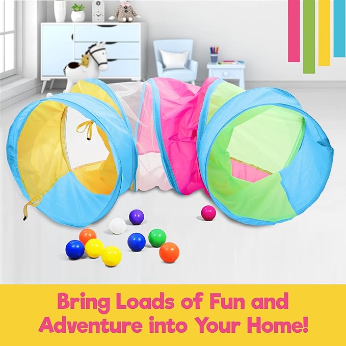 Hide N Side 6ft Crawl Through Play Tunnel Toy, Pop up Tunnel for Kids Toddlers Dogs Babies Infants & Children Gift Indoor & Outdoor Action Toy Tunnel