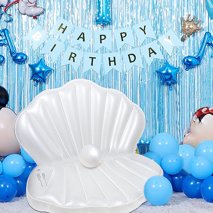 Zcaukya Inflatable Seashell Pool Float, Giant Clam Air-Filled Toys with Pearl Ball for Kids Birthday Party Swimming Pool Summer Beach Party Mermaid Ocean Theme Party Decor