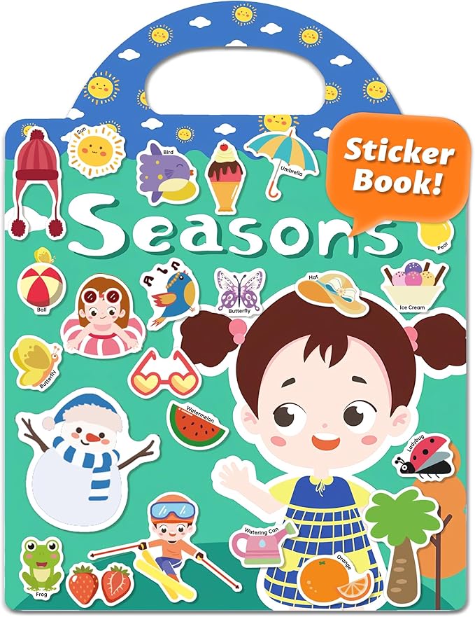 Reusable Sticker Book for Toddlers 2-4 Years, Stickers for Kids, Toddler Craft Activities, Toddler Travel Toys Ages 2+ Boy Girl Birthday Gifts