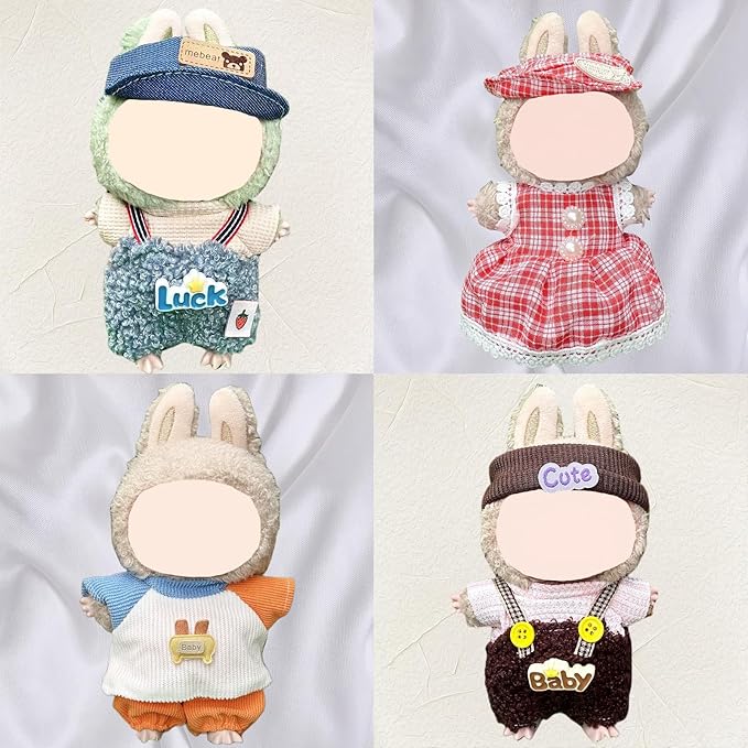 4 Pack—17cm Doll Clothes,Premium Doll Outfit with Accessories,Doll Princess Skirt,Cute Clothes Outfit for 17cm Dolls,End Dolls Fashion Clothing Set(No Dolls and Shoes) (Set V)