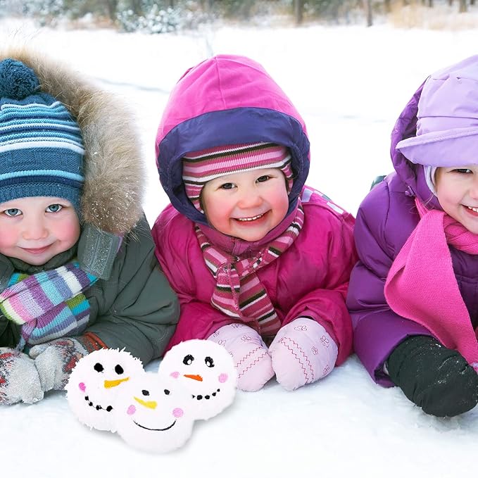 Aneco 12 Pack Snow Toy Ball Set Plush Snowmen Balls Snow Fight Ball with A Bag Realistic for Adult Kid Winter Game