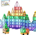 PicassoTiles 120pcs Mini Size Magnetic Tiles Magnet Toys Diamond Series Sensory Construction Building Blocks Set STEM Learning Travel Size Educational Toy for Kids Boys Girls Toddlers Age 3+ PTM120