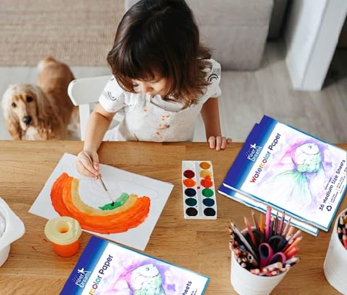 108 Sheets of Art Paper (11.7" x 8.3") Perfect as Watercolor Paper, Drawing, Sketching & Finger Painting - Ideal for Kids, Adults & Water Color Paper Sets. Save with a Bulk Pack of Loose White Sheets