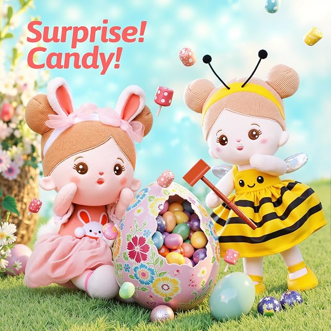 OUOZZZ 13" Soft Baby Doll Toys for 1 + Year Old Girl Gifts - Easter Gifts Bunny Plush for Kids Easter Toys Decorations Basket Stuffers for Toddlers Infants
