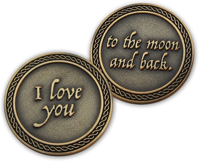Romantic Love Expression Coins, I Love You To The Moon & Back, Anniversary Pocket Tokens for Date Night, Love Gift for Men & Women, From Him or Her