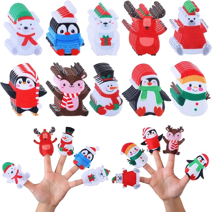 Honoson 60 Pcs Penguin Finger Puppets Set Felt Finger Puppet Bulk 3.94 Inches Figures Assortment for Playtime School Holiday Party Favors