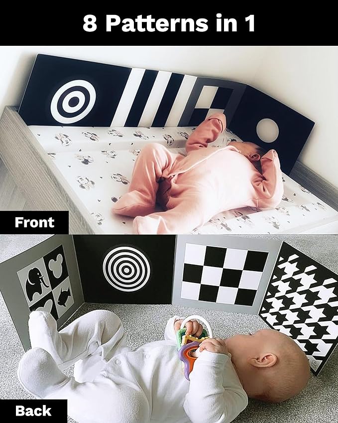Samuel Sensory Board for Babies - Supersized Black and White Baby Cards for Developmental Newborn Tummy Time Toys - 100cm Newborn Black & White Toys for 0-3 Months & Older - Thick Stand Up Board No. 1