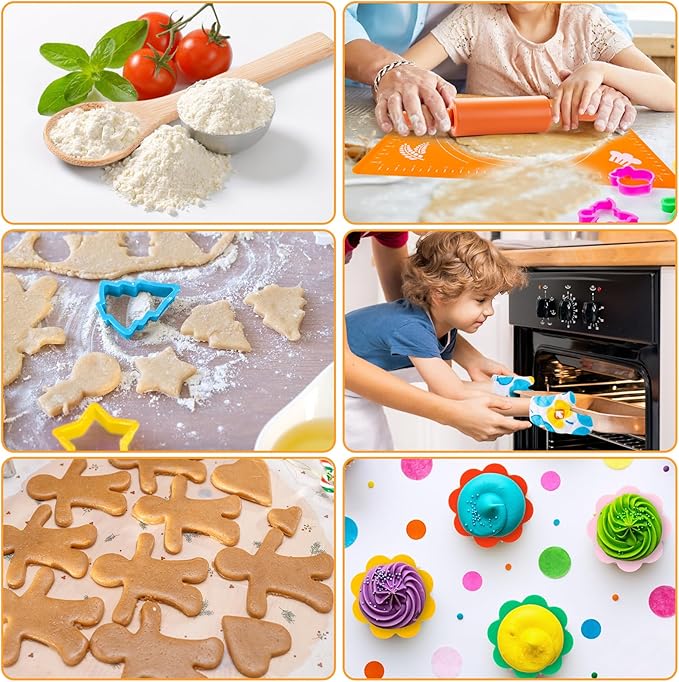 52 PCS Kids Cooking Sets, Montessori Pretend Play Kitchen Toys for Real Cooking Baking, Toddler Knife Set with Chef Hat & Apron, Kids Baking Set for Boys Girls Christmas Birthday Gift