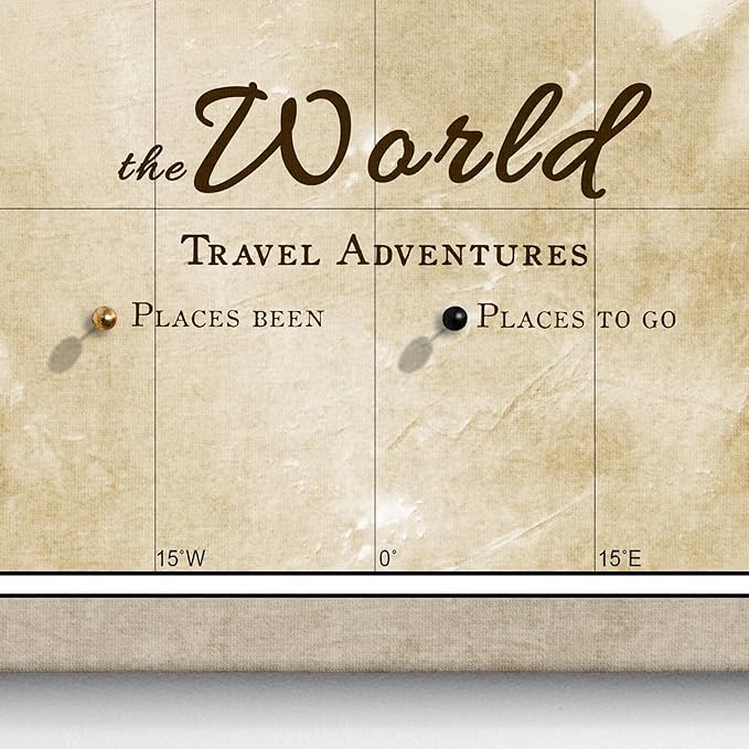 Canvas World Map with Cork Pin Board - English Lettering - Decorative Wall Decoration for All Rooms - Canvas Pictures with World Map Motif (120x80 cm, Pattern 3)