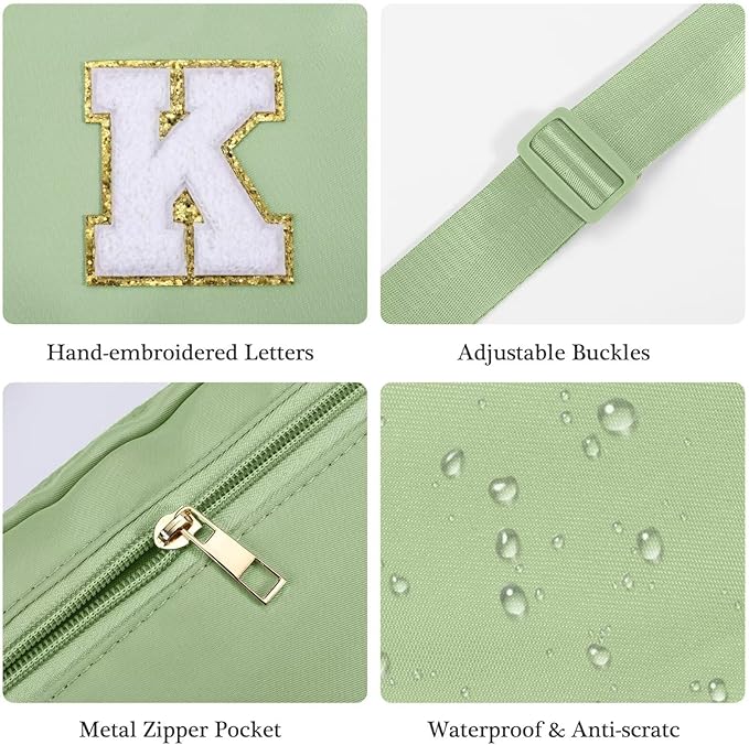 YOOLIFE Gifts for Girls - Preppy Teenage Girl Gifts, Green Initial Crossbody Bag