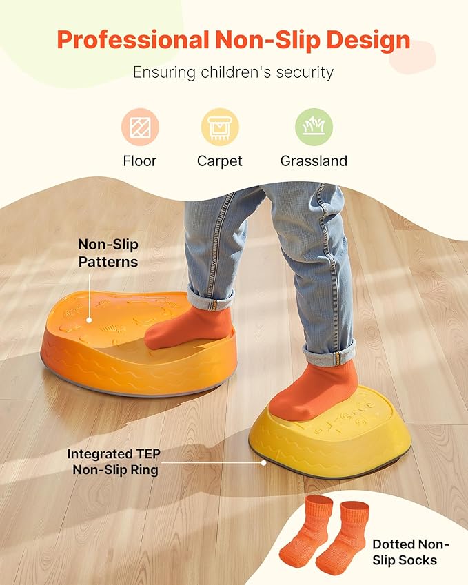 VEVOR Balance Stepping Stones for Kids, 5 PCS, Up to 220 lbs, Non-Slip Toddlers Sensory Stepping Stones, Obstacle Course Coordination Game Toys Indoor or Outdoor Play for Children Aged 3 4 5 6 7 8+
