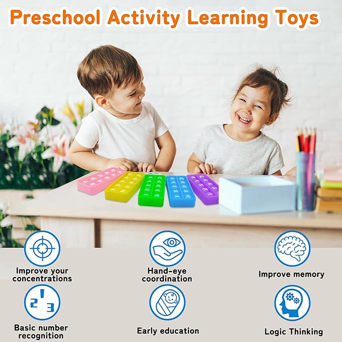 1-20 Ten Frame Popper, Math Fidget Sensory Toys, Ten-Frame Counting Toy for Toddler, Educational Toy for Kids Classroom Group Learning Activities(Pack of 10)