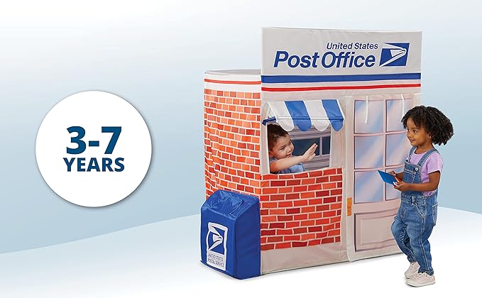 Kid Trax Pop Up Kids Magical Play Tent, Large Front and Rear Openings, Carrying Case Included, Easy Storage, USPS Post Office, White