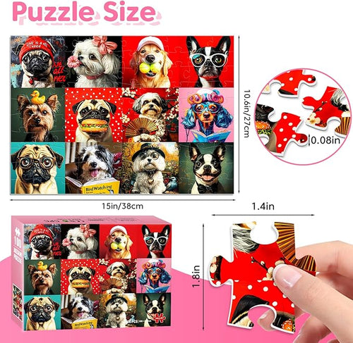 100 Piece Puzzles Multicolor Fun Dogs, Large Piece Jigsaw Puzzle for Kids Ages 4-6 6-8 8-10, Puppy Theme Puzzles for Teens Seniors Adults, Collection Gift Home Art Decor Toys Gifts for Girls Boys