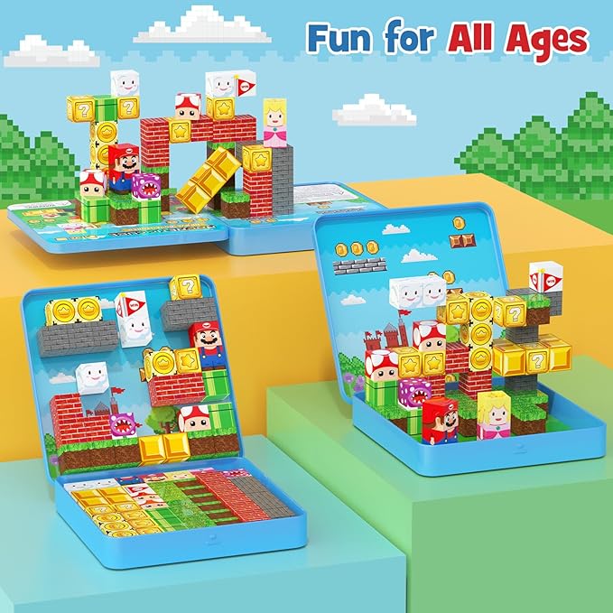 Mini Magnetic Blocks - 49 PCS Travel Magnet Building Blocks for Toddlers - STEM Educational Magnetic Building Toys with Portable Iron Box for Kids Ages 3-8 Boys & Girls