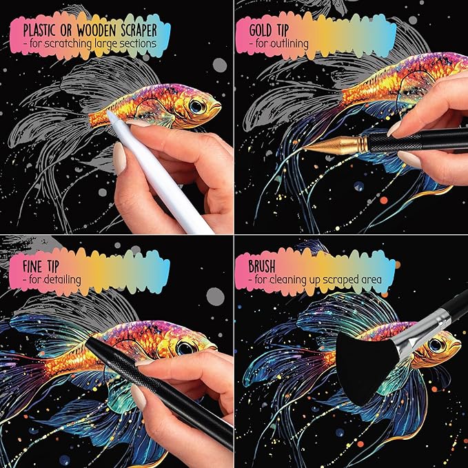 Animals Scratch Art Book for Adults - Colorful Animal Series Scratch Art | Scratch Painting Foil Art for Adults | Scratch and Sketch Animal Series Books | Foil Engraving Scratch Art (Animal Series)