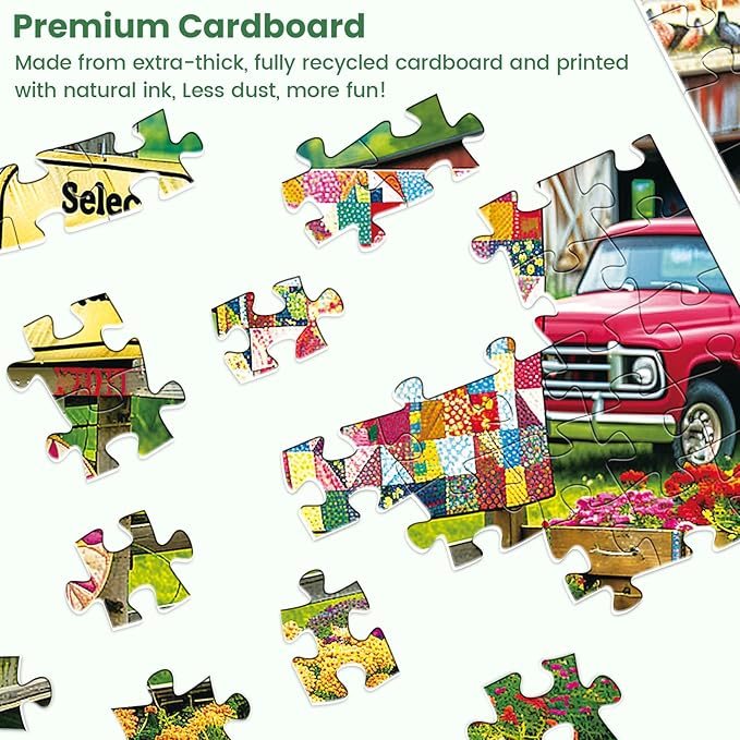 300 Pieces Puzzle for Adults,Fun Country Life Farm Puzzle,Recycled Cardboard Animals Jigsaw Puzzles 300 Piece,Challenging Game Home Decor Birthday Party Gift Toy for Adults Kids Seniors 20.5*15 inch