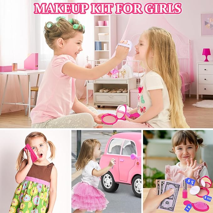 GJZZ Play Purse for Little Girls Toys - Toddler Purse Set Pretend Play Makeup Toys for 3 4 5 6 7 Year Old Girls, Kids Toy Purse Birthday Gifts for Ages 3-5 4-5 6-8 Years Old
