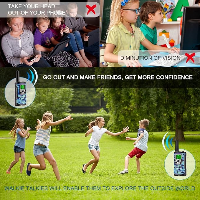 Walkie Talkies for Kids 22 Channel 2 Way Radio 3 Miles Long Range Handheld Walkie Talkies Durable Toy Best Birthday Gifts for 6 Year Old Boys and Girls fit Adventure Game Camping (Blue Camo 1)