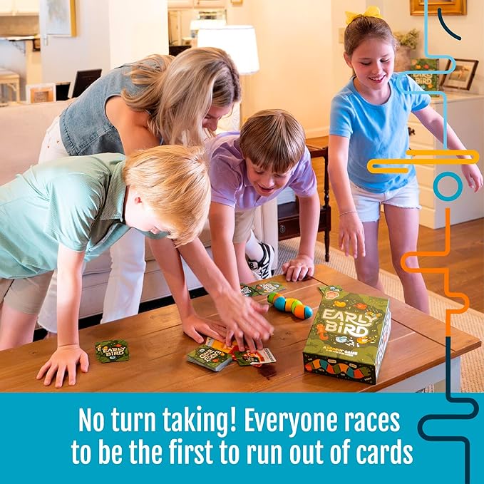 Hootenanny Games Early Bird for Family Game Night | Easy-to-Learn Speed Game with Out of Your Seat Challenges and Squishy Worm | 2-6 Players, Ages 7+