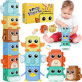 Stacking Toys Set for Toddlers 18+ Months, 6 in 1 Infant Sensory Toys with Changing Expressions, Pressable Animal Stacking Blocks, Christmas Birthday Gifts for 1 2 3 4 Years Old Baby Boys Girls