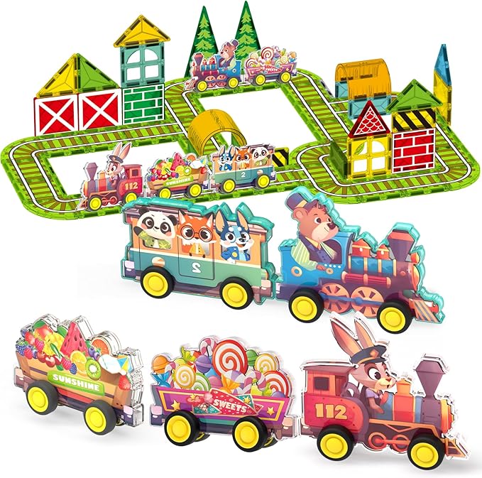 Oriate Magnetic Tiles, Stem Toys Magnetic Blocks for Kids, Educational Learning Magnet Tiles Toys, Construction Kids Games Christmas Birthday Gifts
