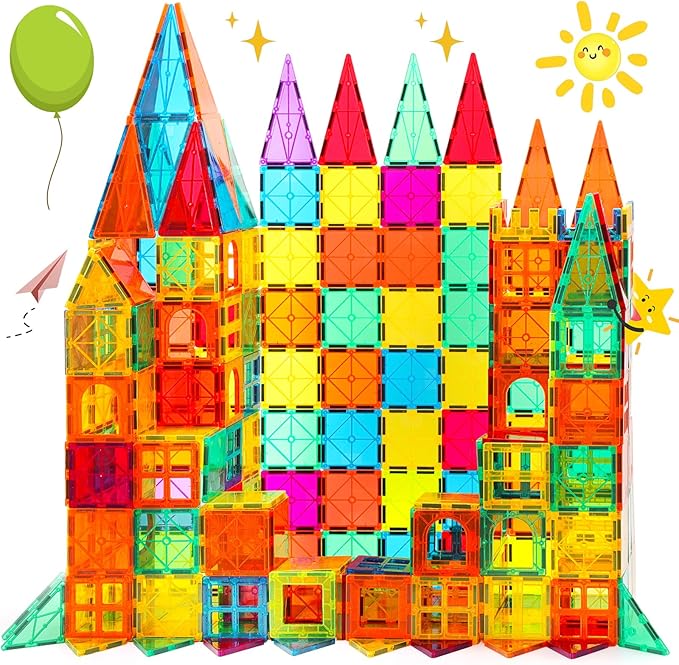 CuteTiger Magnetic Tiles, 64PCS Magnet Building Toys, Magnetic Building Set, Stacking Blocks, Perfect STEM Toys Gift for Kids Boys and Girls