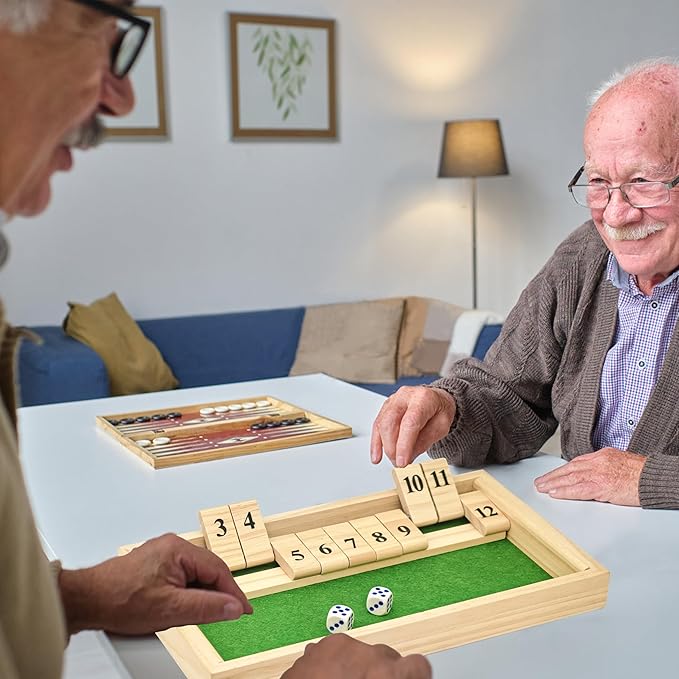 Alzheimers Products for Elderly, 12 Numbers Memory Games for Dementia Patients Seniors, Wooden Shut The Box Dementia Products for Elderly, Fidget Sensory Busy Board Gadgets Gifts Activities