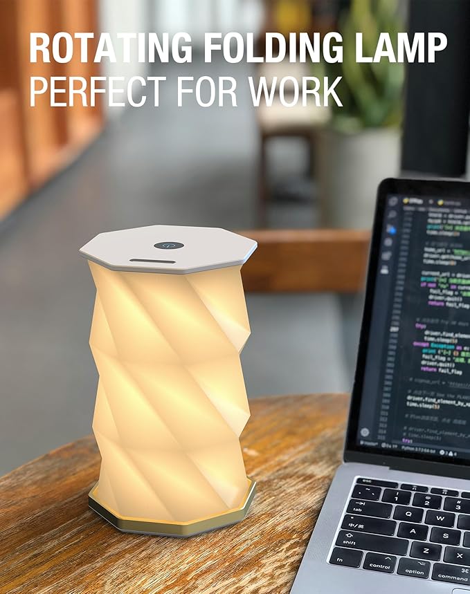 Teacher Appreciation Gift - Thank You Gift for Teachers, Portable Folding Table Lamp - Dimmable, Collapsible Paper Lantern for Camping, Emergency & Home Decor, Gifts for Women (White)