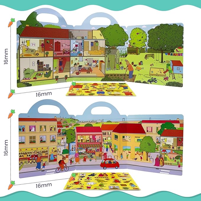 2PC Rabbit Reusable Sticker Books for Toddlers 3+ Years, Educational Preschool Toys for Baby Kids Fashion Activity, Creative Sticker Story Books for Toddlers Age 3+ Birthday Gifts