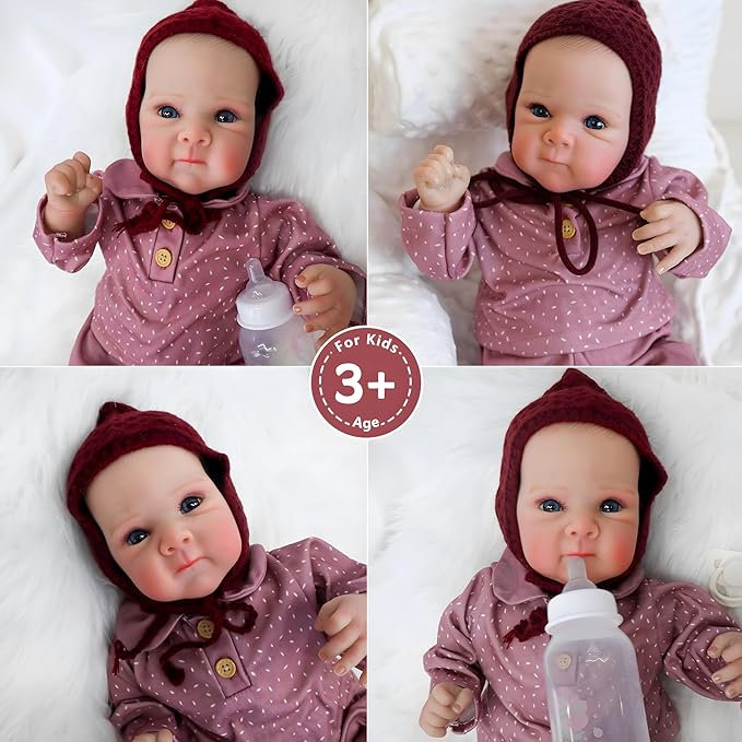 Realistic Reborn Baby Dolls-18 Inch Real Life Baby Dolls Girl Lifelike Baby Doll with Accessories for 3+ Years Old (Purple)