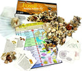 DANCING BEAR Fossil Collection Sorting Activity Kit with Over 100 Pcs (More Than 20 Different Fossil Varieties!), Educational ID Sheet, Color ID Cards, Bags, Magnifying Glass, and Shark Teeth