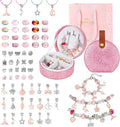 Emibele Girls Charm Beads Bracelet Making Kit with Portable Jewelry Box, Jewelry Making Kit for Kids Age 5 6 7 8-12, DIY Arts Crafts Toys for Teens Girls Gift Choices on Birthday Valentines Christmas