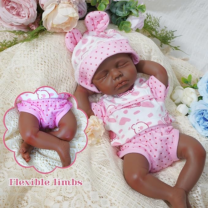 Reborn Baby Dolls Silicone Full Body 12in Weighted Real Life Closed-Eyes Girl Dolls Lifelike Newborn Baby Soft Body Flexible Limbs Not Vinyl