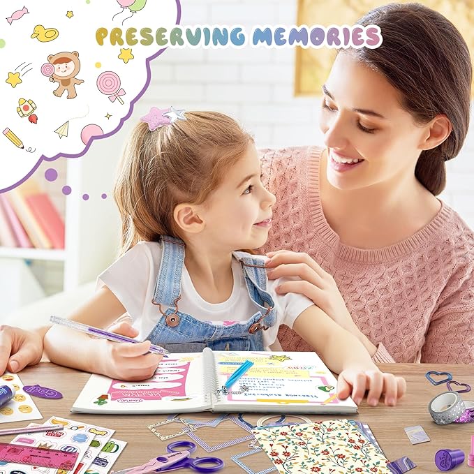 PERRYHOME 2-Pack DIY Journal Kit for Girls - 200+Pcs Journal Set for Teen & Tween Girls, Journaling Art & Crafts Kits, Scrapbook & Diary Supplies Set, Ideal Gifts for 8 9 10 11 12 13 14 Year Old Girl
