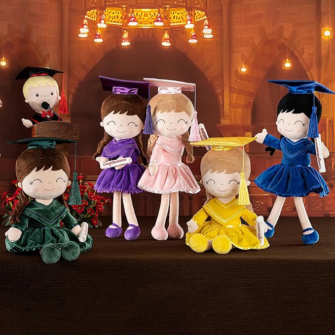 Gloveleya Baby Girl Gifts Graduation Plush Girls Dolls Congratulation Gift for Kindergarten Gold 16 inch